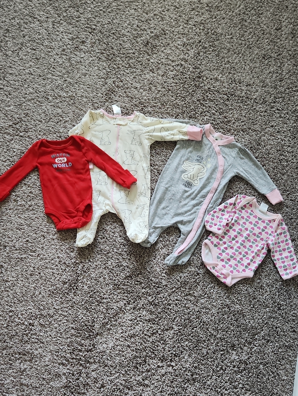 Baby Mixed One-Piece Bodysuit and Sleepers - Red, Cream, Gray, Pink